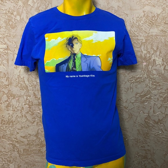 JoJo's Bizarre Adventure Sz M My Name is Yoshikage Kira Blue Shirt Anime Manga - Picture 1 of 9